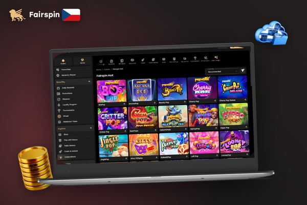 Fairspin Casino pro počítač v režimu celé obrazovky Full HD na notebooku