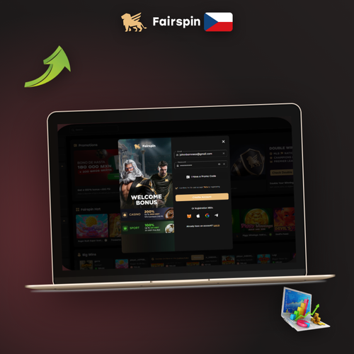 Fairspin Casino registrace na notebooku a mobilu s potvrzením vytvoření účtu